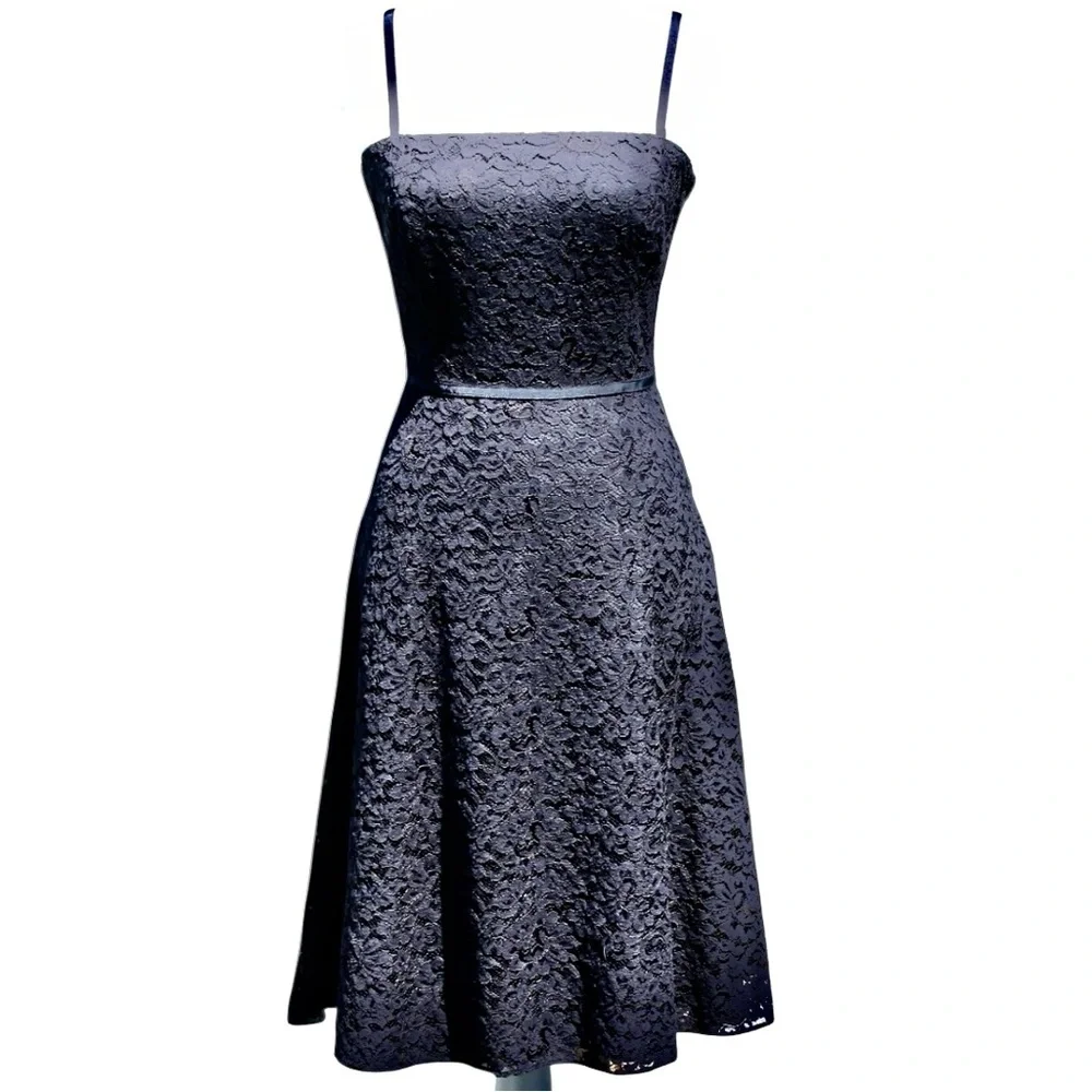 Y2K Ann Taylor NWT Black Lace Dress Size 6 - Picture 1 of 6